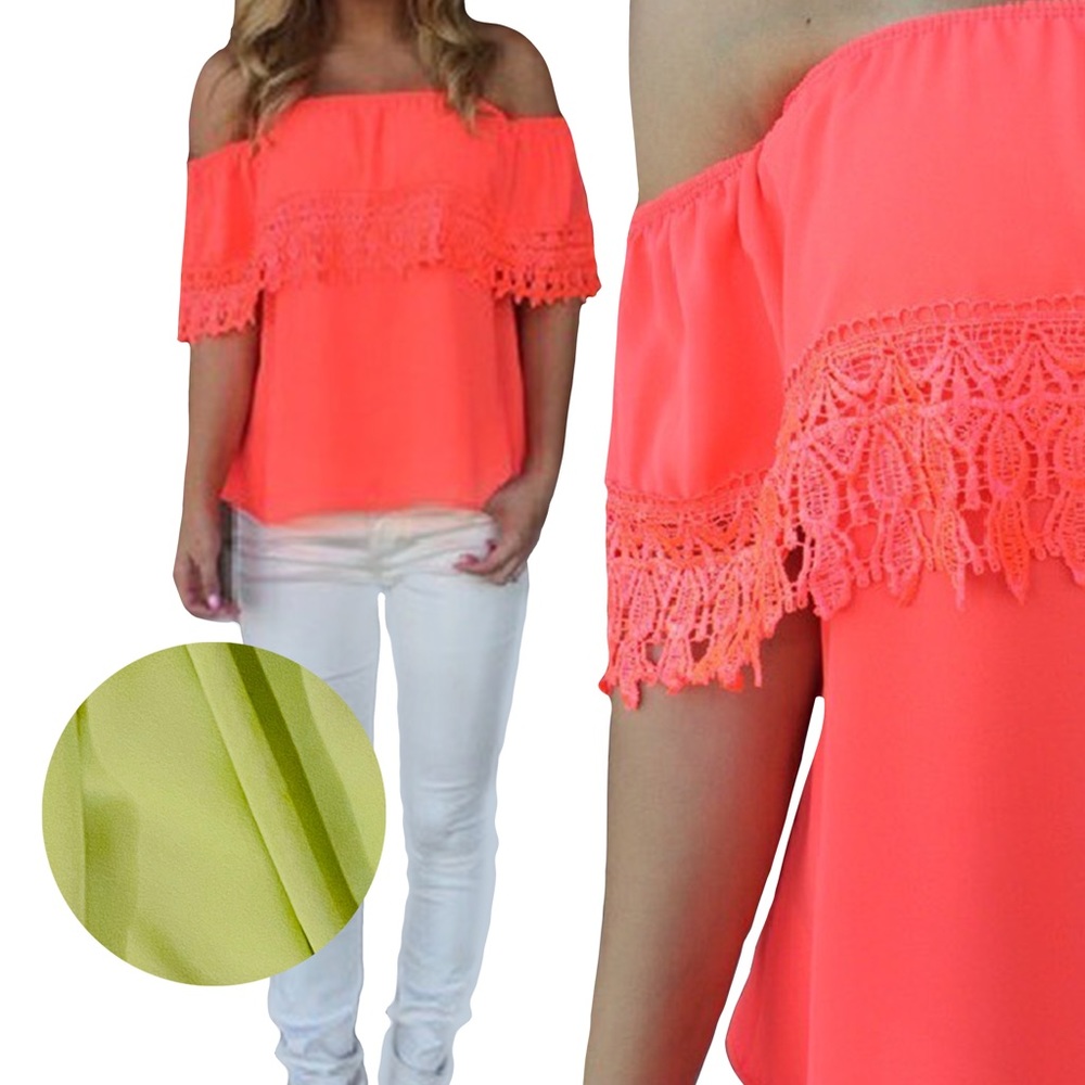 Neon Off the Should Top